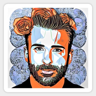 Chris with roses Sticker